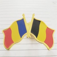 Insigna cu pin metalica 2 steaguri Romania si Belgia
