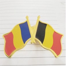 Insigna cu pin metalica 2 steaguri Romania si Belgia
