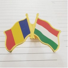 Insigna cu pin metalica 2 steaguri Romania si Ungaria