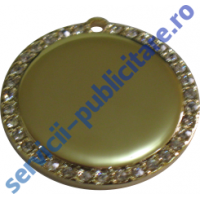 Pandantiv rotund 32mm placat cu Aur si pietre semipretioase
