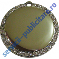 Pandantiv rotund 32mm placat cu Nichel si pietre semipretioase