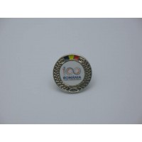 Insigna cu pin metalica  Romania 100 - Sarbatorim impreuna