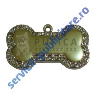 Medalion Bone PET, 37x21mm, placat cu Aur si pietre semipretioase, gravat