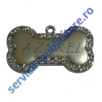 Medalion Bone PET, 37x21mm, placat cu Nichel si pietre semipretioase, gravat