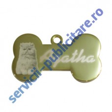 Medalion Bone PET, 37x22mm, placat cu Aur, gravat