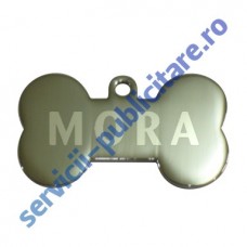 Medalion Bone PET, 37x22mm, placat cu Nichel, gravat