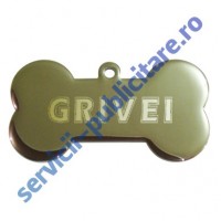 Medalion Bone PET, 60x32mm, placat cu Nichel, gravat