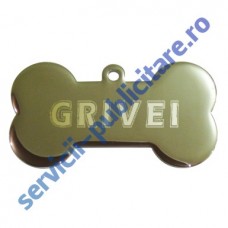Medalion Bone PET, 60x32mm, placat cu Nichel, gravat