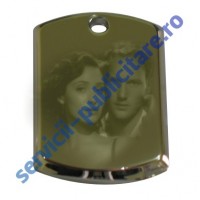 Dog Tag 17x27mm, placat cu Nichel, 3D, gravat