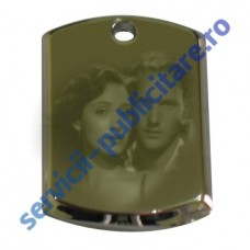 Dog Tag 17x27mm, placat cu Nichel, 3D, gravat