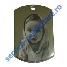 Dog Tag 22x36mm, placat cu Rodiu, gravat