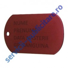 Dog Tag 22x50mm, Rosu, gravat