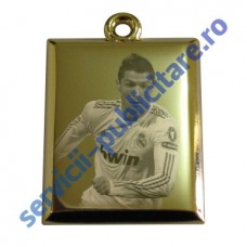 Dog Tag 18X22mm, placat cu Aur, 3D, gravat