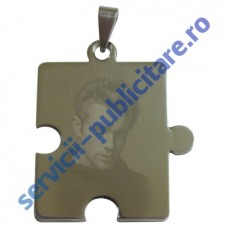 Pandant Puzzle 25x33mm, placat cu Nichel, gravat