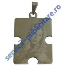 Pandant Puzzle 25x33mm, placat cu Nichel, gravat