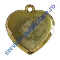 Pandantiv inima, 23x22mm, placat cu Aur, 3-D, gravat